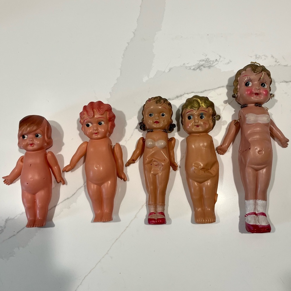 Vintage 1930s Celluloid Dolls Set of Five